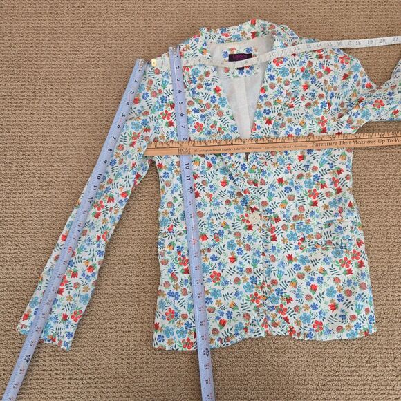 J CREW Campbell Blazer Ruffle Trim Size 0 in Liberty® Edenham Floral Jacket EUC - Picture 14 of 15